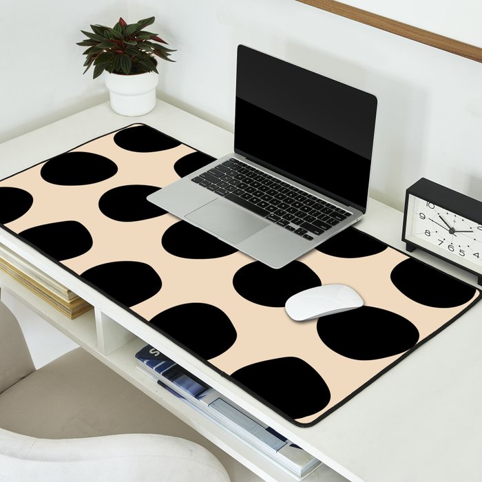 Irregular Polka Dots black and cream Desk Mat Gallery Image 2