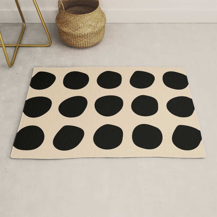 Irregular Polka Dots black and cream Rug Gallery Image 1