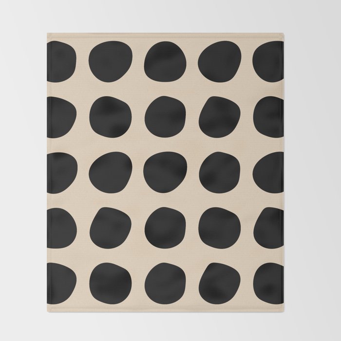 Irregular Polka Dots black and cream Throw Blanket Gallery Image 2