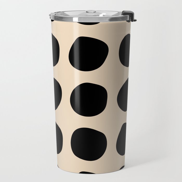 Irregular Polka Dots black and cream Travel Mug Gallery Image 2