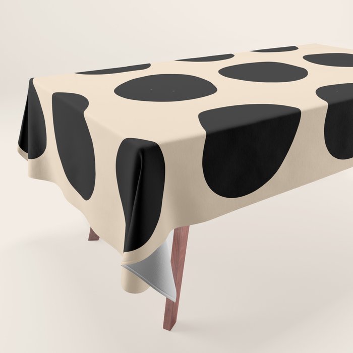Irregular Polka Dots black and cream Tablecloth Gallery Image 1