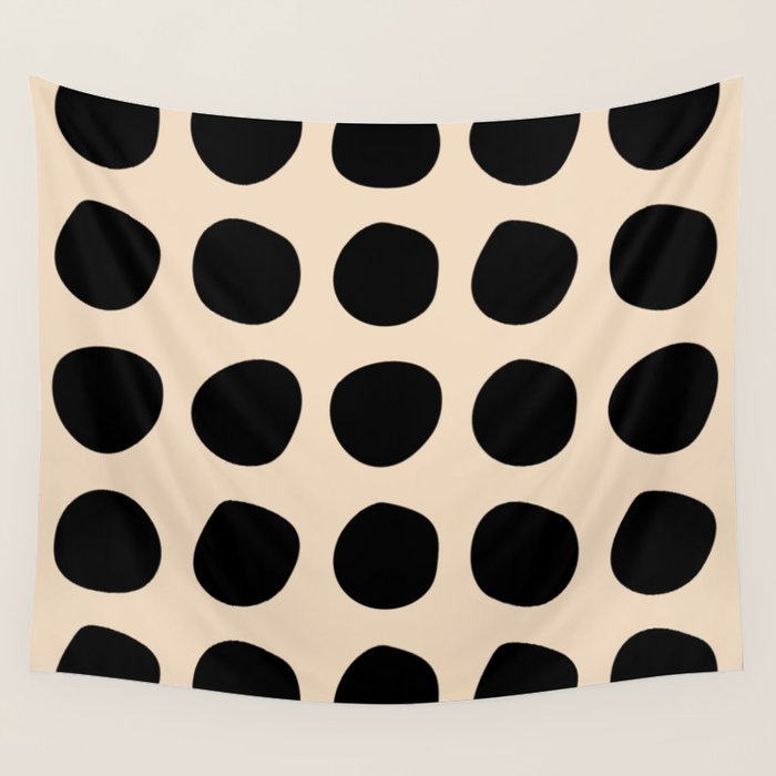 Irregular Polka Dots black and cream Wall Tapestry Gallery Image 4