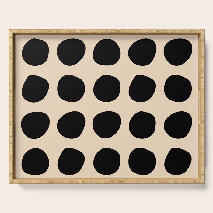 Irregular Polka Dots black and cream Serving Tray Gallery Image 1