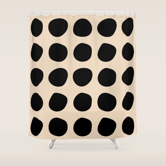 Irregular Polka Dots black and cream Shower Curtain Gallery Image 1