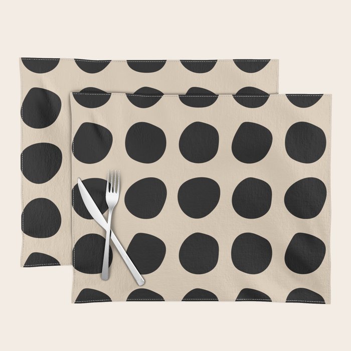 Irregular Polka Dots black and cream Placemat Gallery Image 1