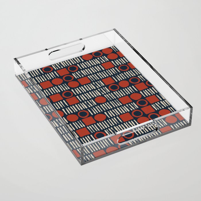 Red & Blue Hand-drawn Pattern #2 Acrylic Tray Gallery Image 1