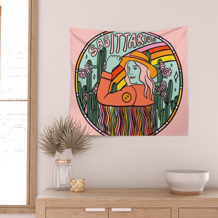 Sagittarius Cowgirl Wall Tapestry Gallery Image 2