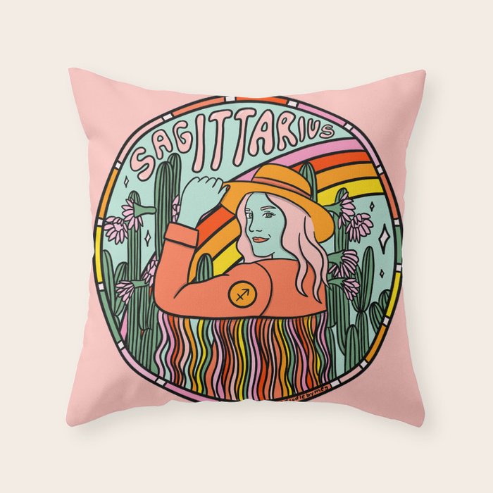 Sagittarius Cowgirl Throw Pillow Gallery Image 1
