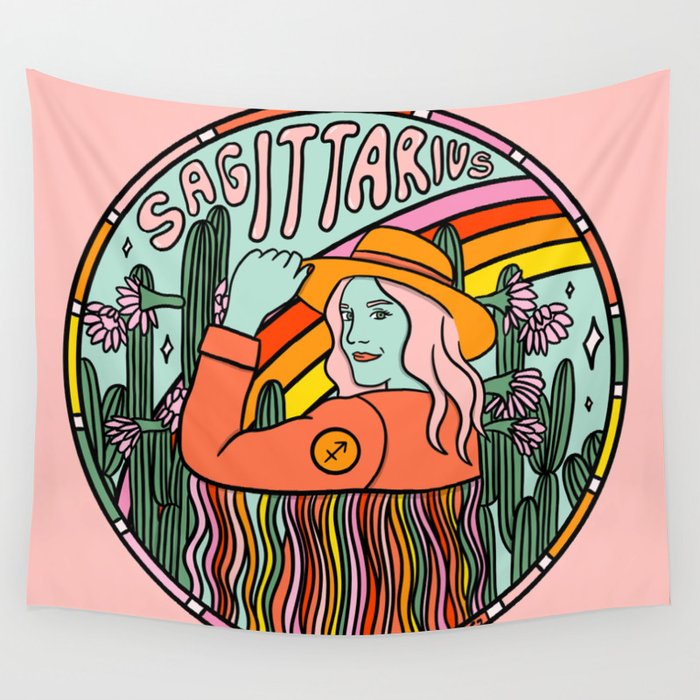Sagittarius Cowgirl Wall Tapestry Gallery Image 1