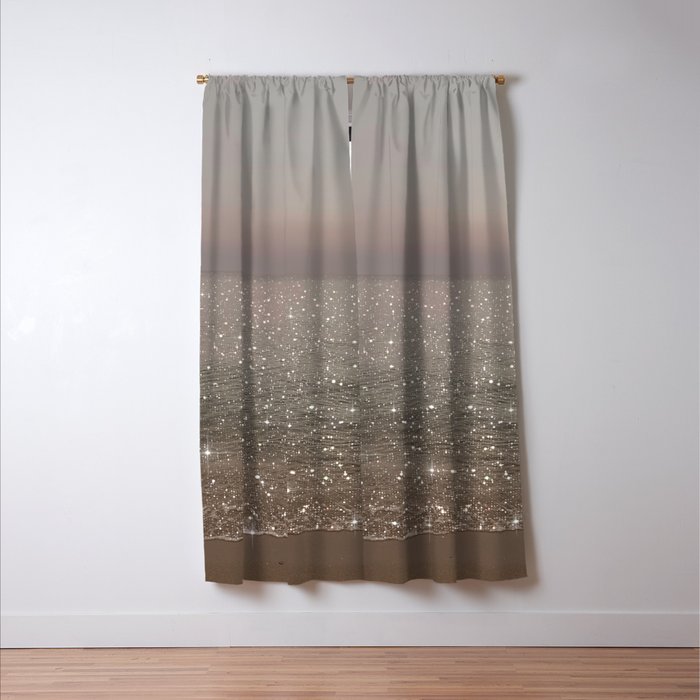 Beach Ocean Glitter Window Curtain Gallery Image 3