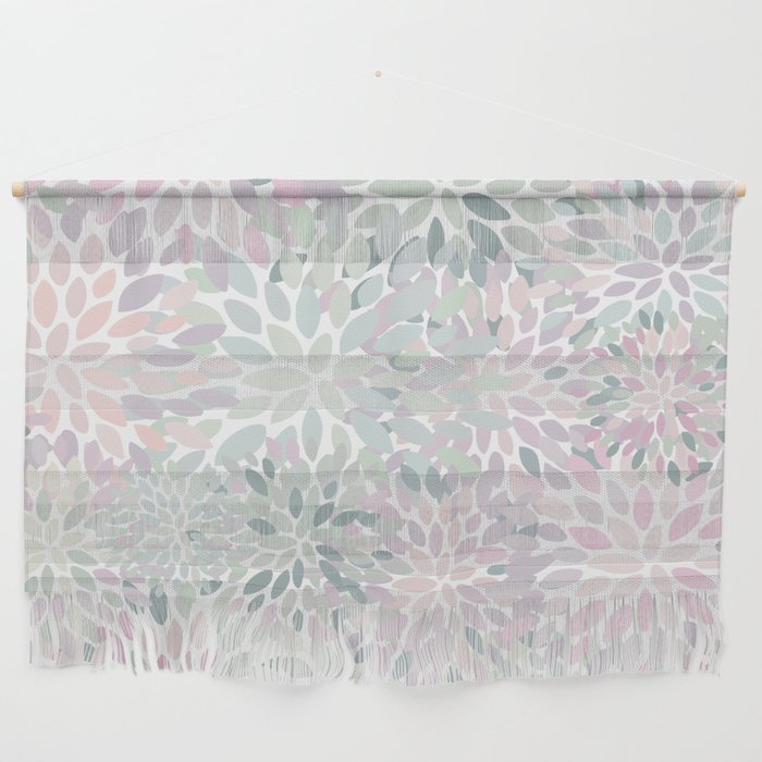 Festive, Floral Prints, Pink and Green, Modern Print Art Wall Hanging Gallery Image 1