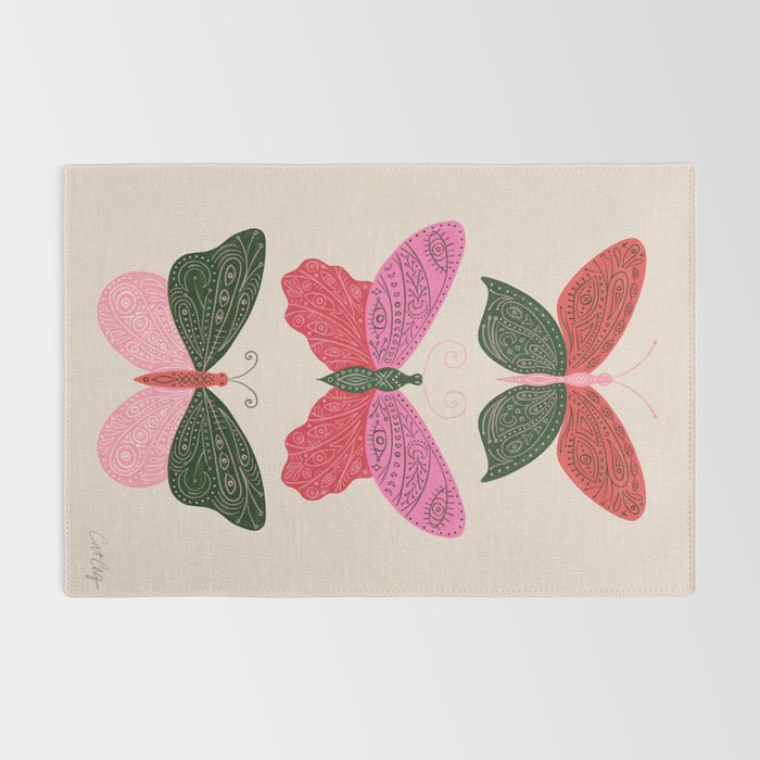 Tattooed Butterflies - Pink & Green Rug Gallery Image 2