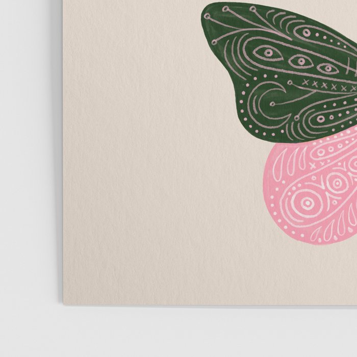 Tattooed Butterflies - Pink & Green Poster Gallery Image 3