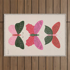 Tattooed Butterflies - Pink & Green Outdoor Rug Gallery Image 1