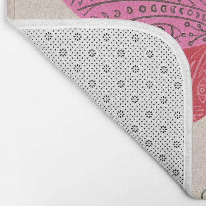Tattooed Butterflies - Pink & Green Bath Mat Gallery Image 2
