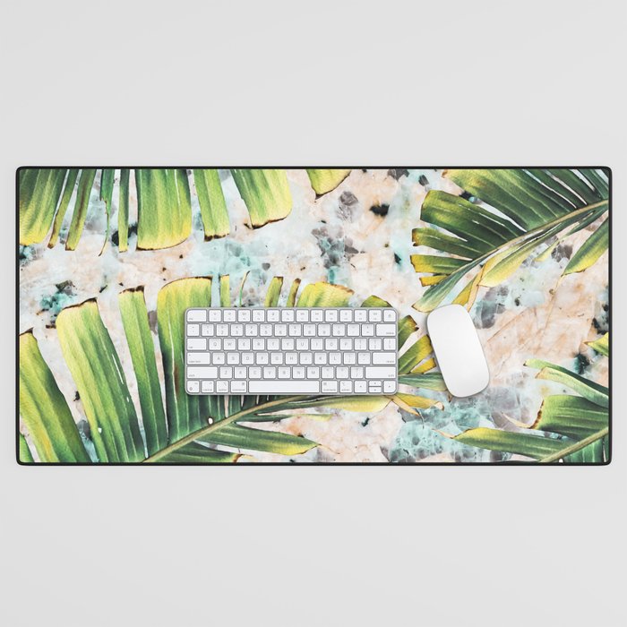 Palm leaf on marble 01 Desk Mat Gallery Image 1