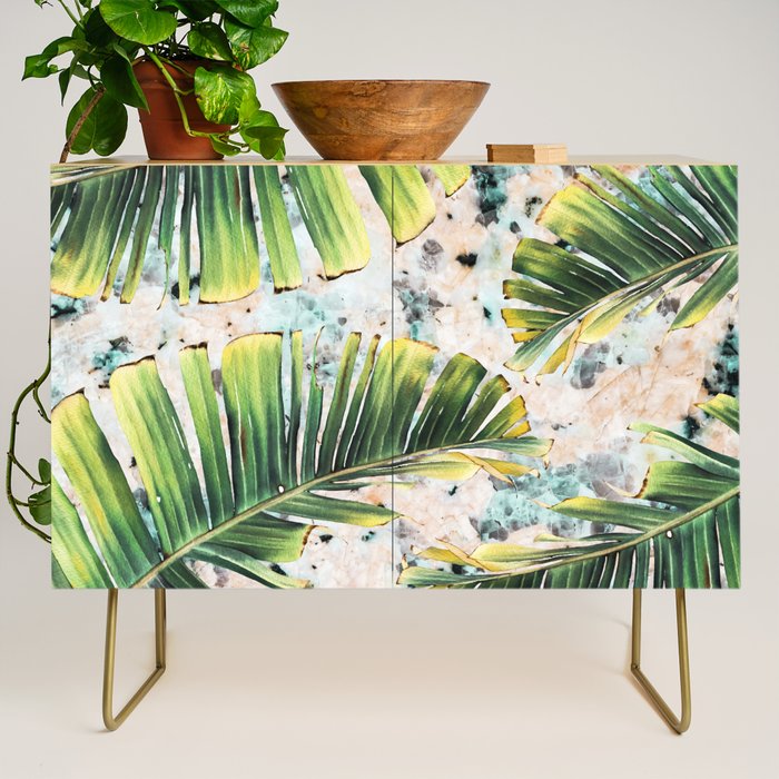 Palm leaf on marble 01 Credenza Gallery Image 1