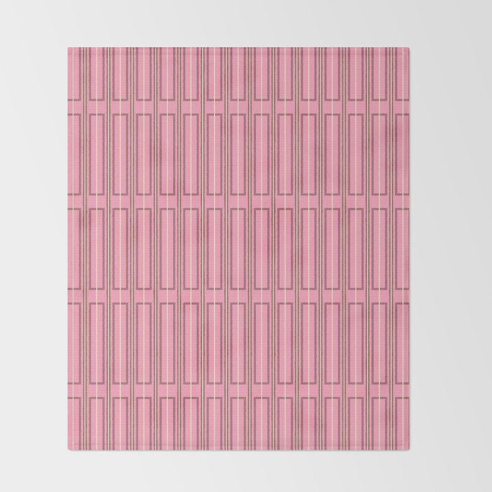 Eclectic Geometric Geo Box Striped Pattern in Pink Brown Cream Throw Blanket Gallery Image 2