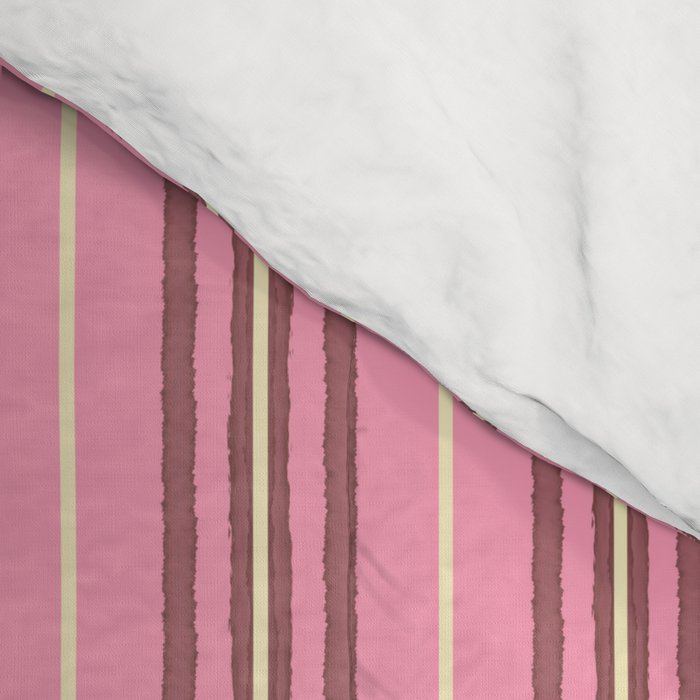 Eclectic Geometric Geo Box Striped Pattern in Pink Brown Cream Comforter Gallery Image 4