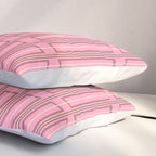 Eclectic Geometric Geo Box Striped Pattern in Pink Brown Cream Pillow Sham Gallery Image 3