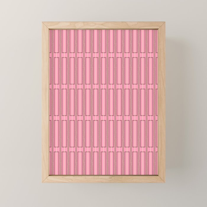 Eclectic Geometric Geo Box Striped Pattern in Pink Brown Cream Mini Art Print Gallery Image 1