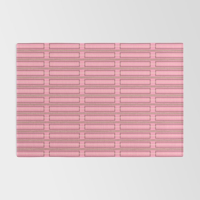 Eclectic Geometric Geo Box Striped Pattern in Pink Brown Cream Rug Gallery Image 2