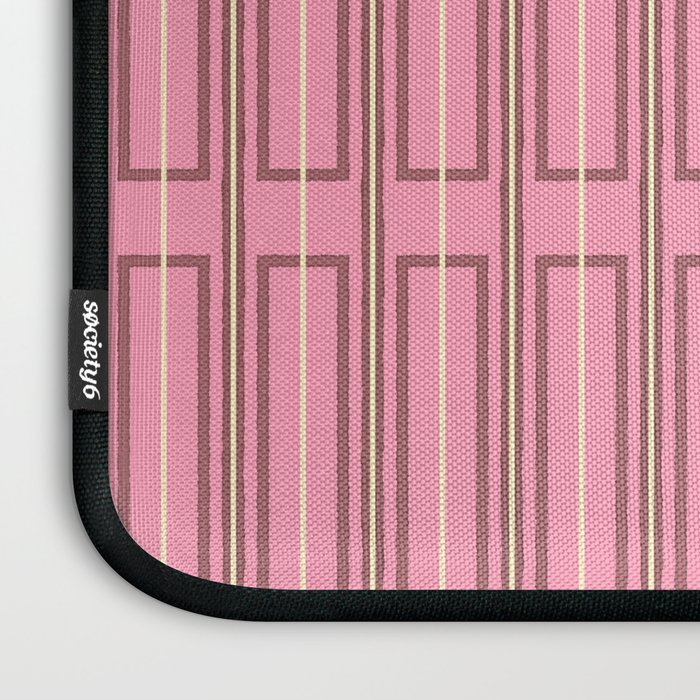 Eclectic Geometric Geo Box Striped Pattern in Pink Brown Cream Laptop Sleeve Gallery Image 3