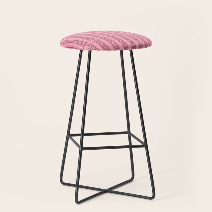 Eclectic Geometric Geo Box Striped Pattern in Pink Brown Cream Stool Gallery Image 1