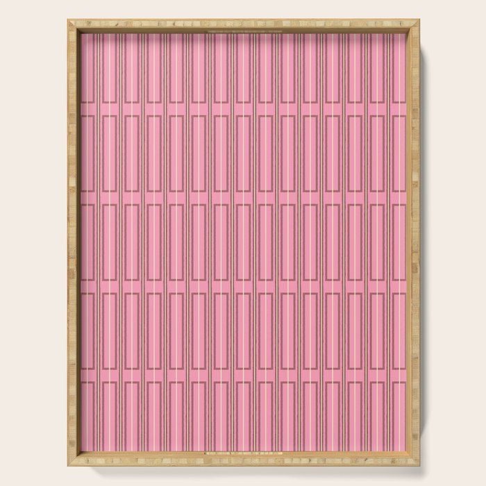 Eclectic Geometric Geo Box Striped Pattern in Pink Brown Cream Serving Tray Gallery Image 1