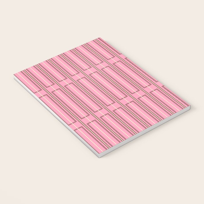 Eclectic Geometric Geo Box Striped Pattern in Pink Brown Cream Notebook Gallery Image 3