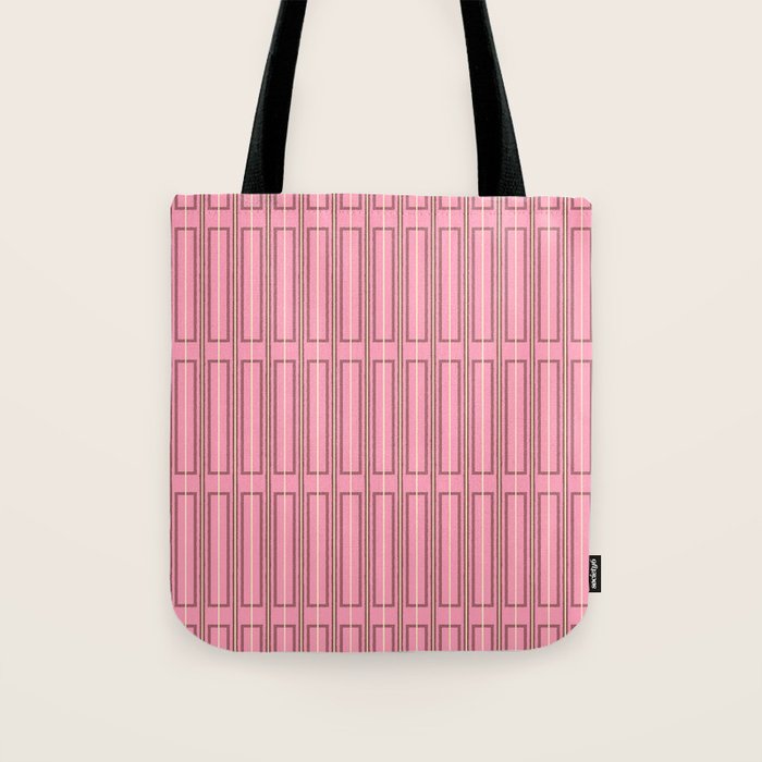 Eclectic Geometric Geo Box Striped Pattern in Pink Brown Cream Tote Bag Gallery Image 1