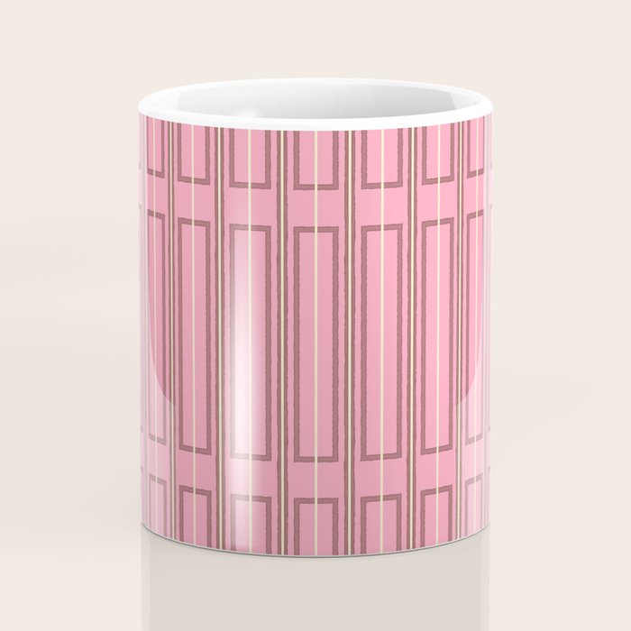 Eclectic Geometric Geo Box Striped Pattern in Pink Brown Cream Coffee Mug Gallery Image 4