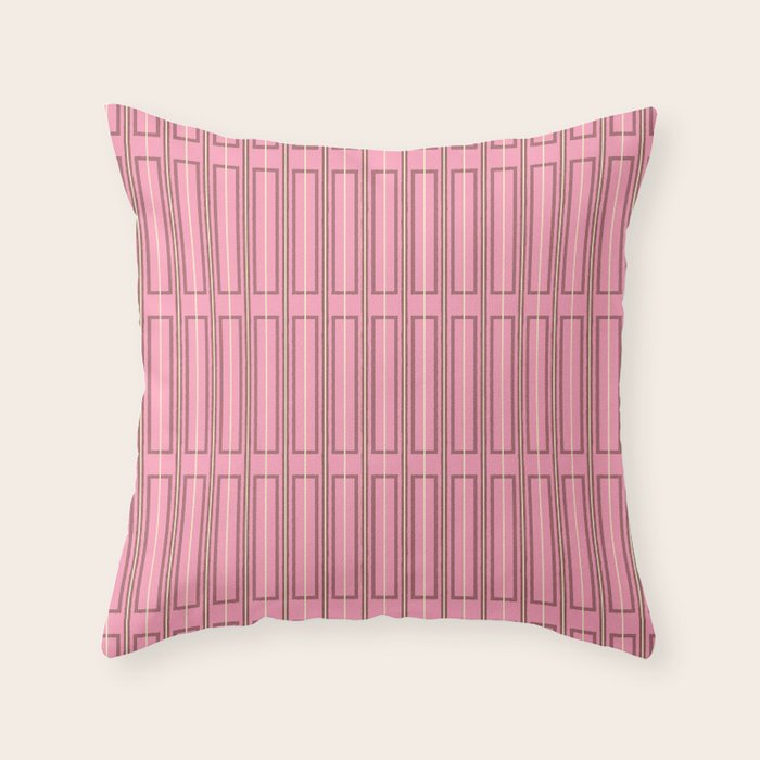 Eclectic Geometric Geo Box Striped Pattern in Pink Brown Cream Throw Pillow Gallery Image 6