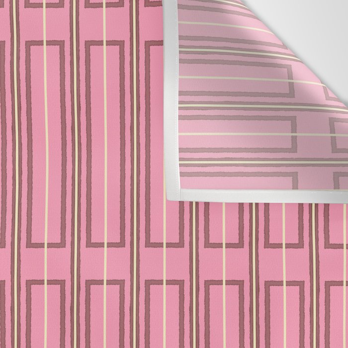 Eclectic Geometric Geo Box Striped Pattern in Pink Brown Cream Wall Tapestry Gallery Image 3