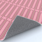Eclectic Geometric Geo Box Striped Pattern in Pink Brown Cream Rug Gallery Image 4