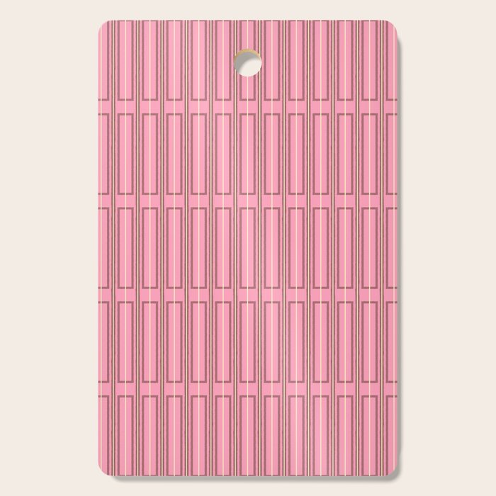 Eclectic Geometric Geo Box Striped Pattern in Pink Brown Cream Cutting Board Gallery Image 1