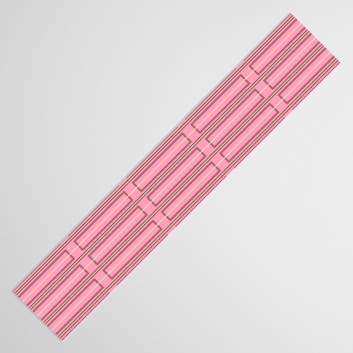 Eclectic Geometric Geo Box Striped Pattern in Pink Brown Cream Table Runner Gallery Image 3
