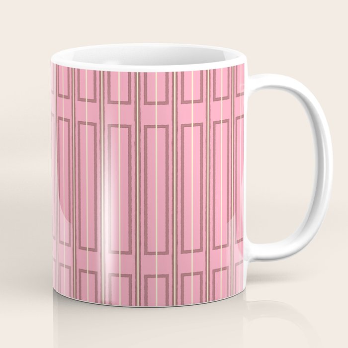 Eclectic Geometric Geo Box Striped Pattern in Pink Brown Cream Coffee Mug Gallery Image 1