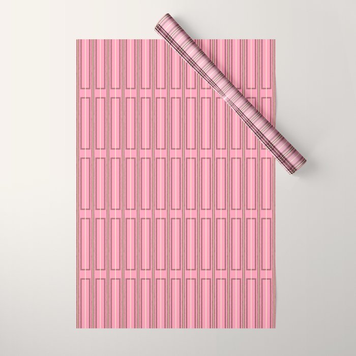 Eclectic Geometric Geo Box Striped Pattern in Pink Brown Cream Wrapping Paper Gallery Image 1
