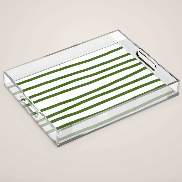 Simply Drawn Stripes in Jungle Green Acrylic Tray Gallery Image 1