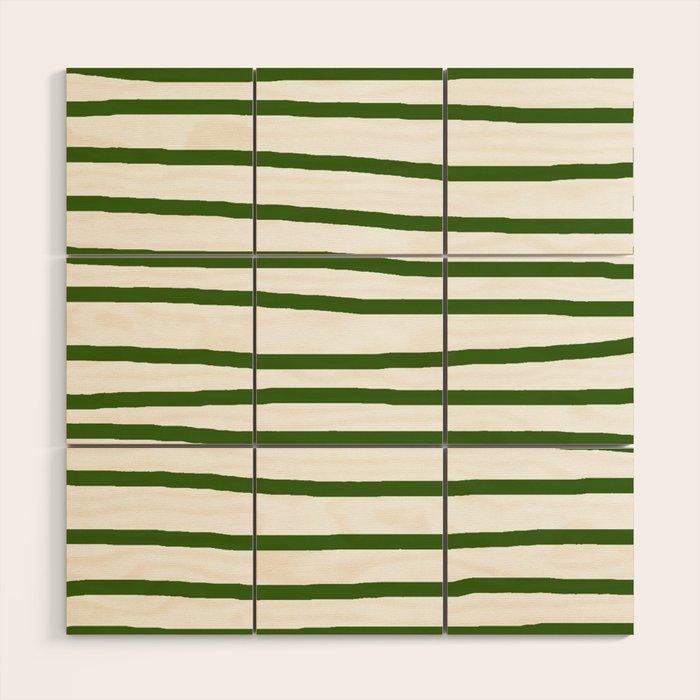 Simply Drawn Stripes in Jungle Green Wood Wall Art Gallery Image 1