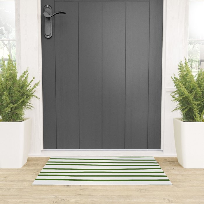 Simply Drawn Stripes in Jungle Green Welcome Mat Gallery Image 3