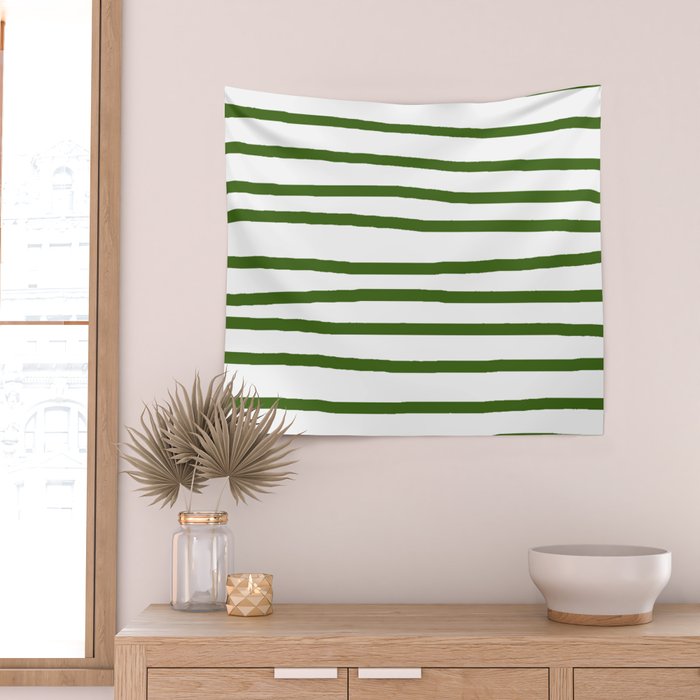 Simply Drawn Stripes in Jungle Green Wall Tapestry Gallery Image 2