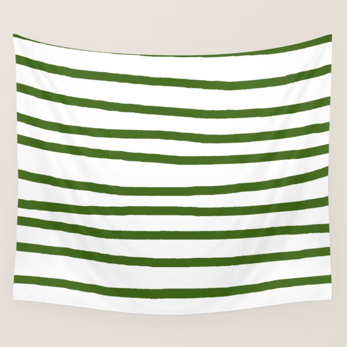 Simply Drawn Stripes in Jungle Green Wall Tapestry Gallery Image 1