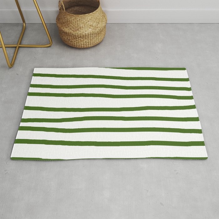 Simply Drawn Stripes in Jungle Green Rug Gallery Image 1