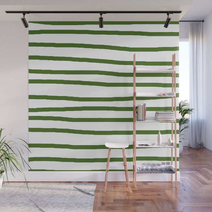 Simply Drawn Stripes in Jungle Green Wall Mural Gallery Image 1
