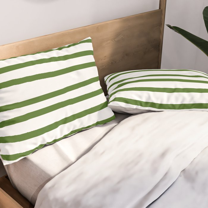 Simply Drawn Stripes in Jungle Green Pillow Sham Gallery Image 2