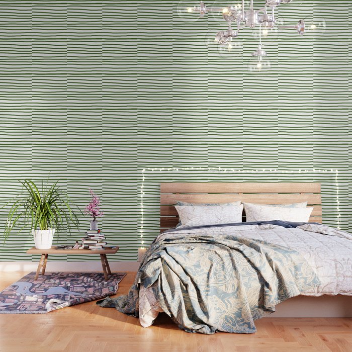Simply Drawn Stripes in Jungle Green Wallpaper Gallery Image 1