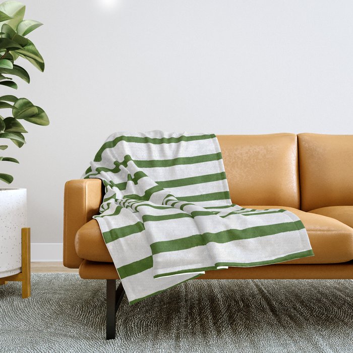 Simply Drawn Stripes in Jungle Green Throw Blanket Gallery Image 1