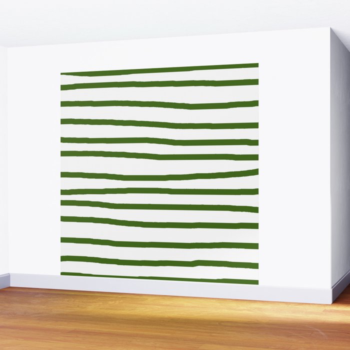 Simply Drawn Stripes in Jungle Green Wall Mural Gallery Image 2